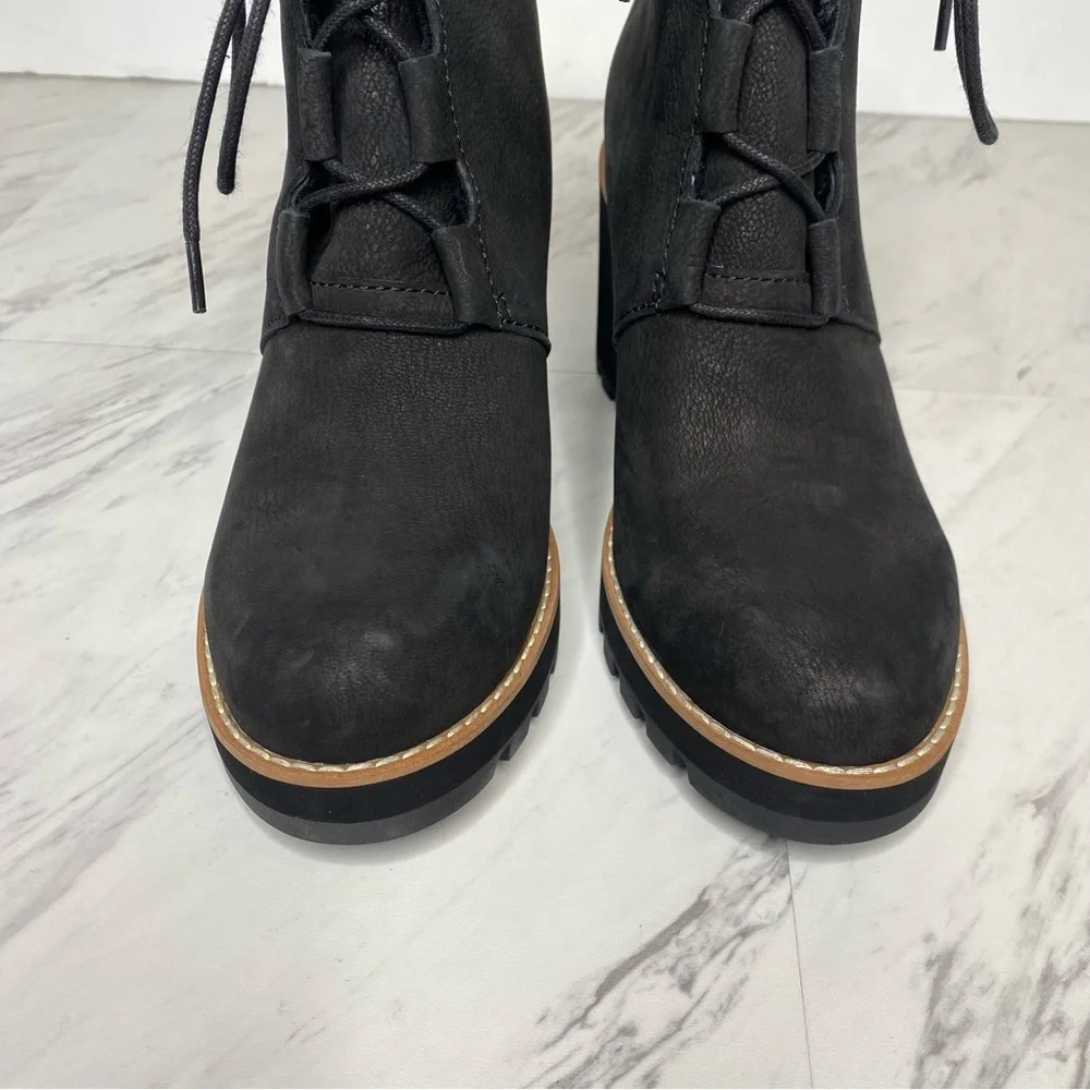 Eileen Fisher Alpine Black Wedge Lace Up Bootie 7 1/2